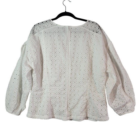 Banana Republic White Eyelet Puff Sleeve Top XL Cottagecore Clean Girl Cotton - Picture 5 of 10